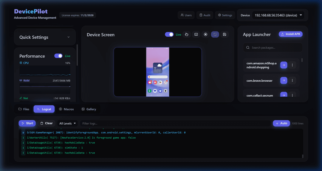 Logcat Streaming